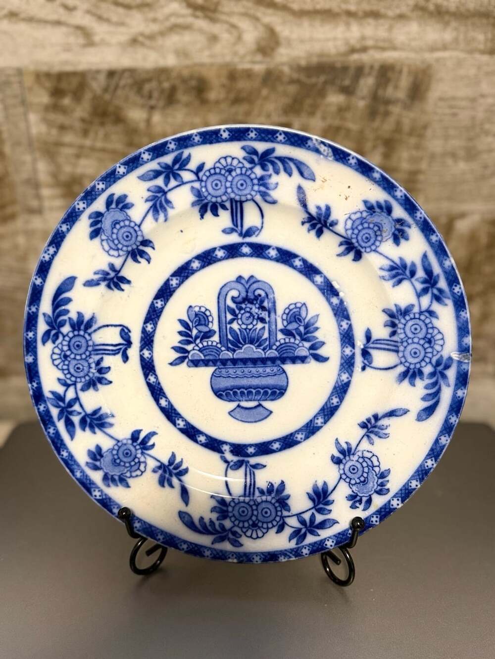 Upper Hanley Pottery Madras Plate 9 Inch Blue White Transferware